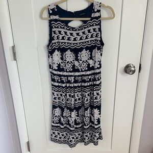 Navy and White Sleeveless Dress